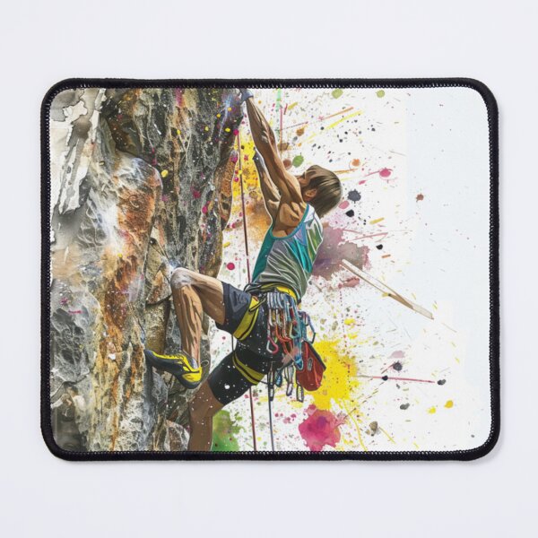 Item preview, Climber clinging sheer rock face splashes colour Active Outdoors Inspired Art designed and sold by CDC40.