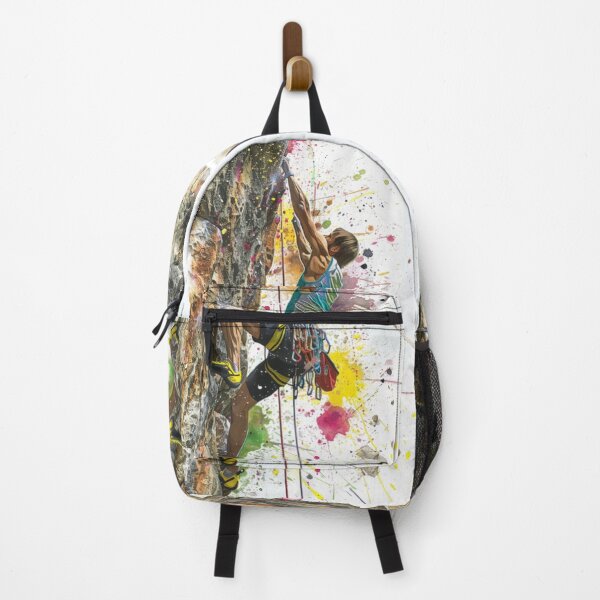 Item preview, Climber clinging sheer rock face splashes colour Active Outdoors Inspired Art designed and sold by CDC40.