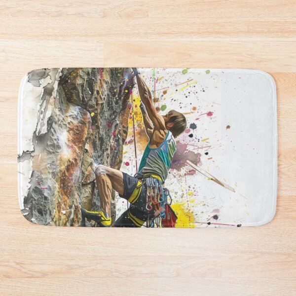 Item preview, Climber clinging sheer rock face splashes colour Active Outdoors Inspired Art designed and sold by CDC40.