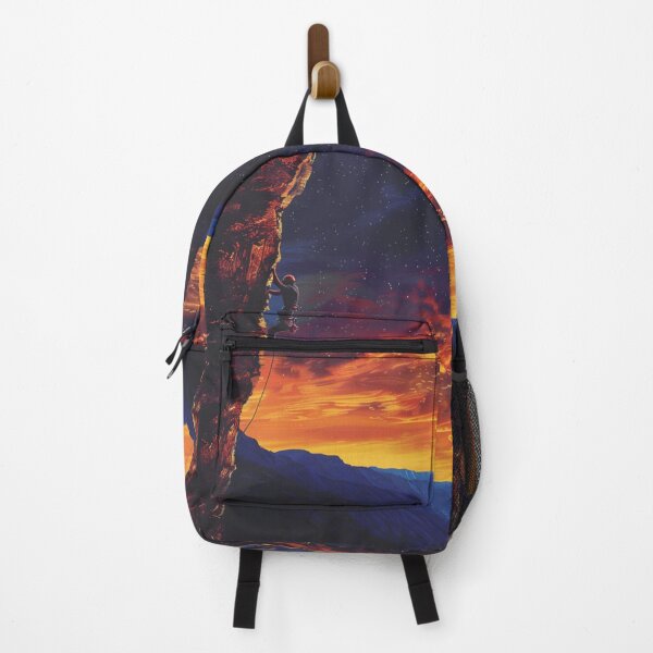 Item preview, Climber ascending rocky cliff vibrant sunset Active Outdoors Inspired Art designed and sold by CDC40.