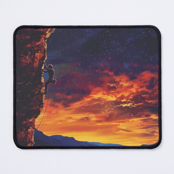 Item preview,  Climber ascending rocky cliff vibrant sunset Active Outdoors Inspired Art designed and sold by CDC40.