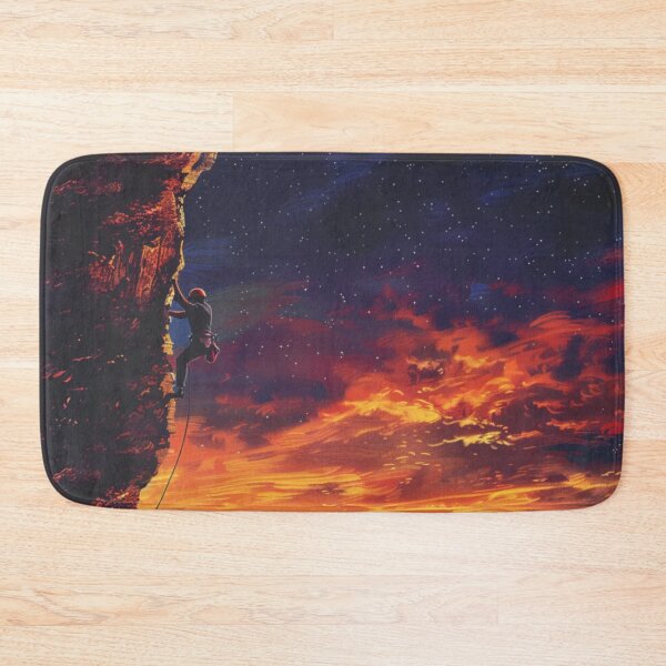Item preview,  Climber ascending rocky cliff vibrant sunset Active Outdoors Inspired Art designed and sold by CDC40.