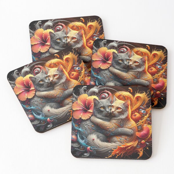 Item preview, Orange and gray tabby cats fantasy love wallpaper 8k designed and sold by Keirnyx.