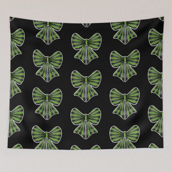 Item preview, Black and Green Stripy Bow designed and sold by MetalTea.