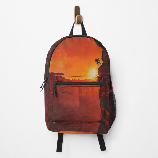Item preview, Climber ascending rocky cliff vibrant sunset Active Outdoors Inspired Art designed and sold by CDC40.
