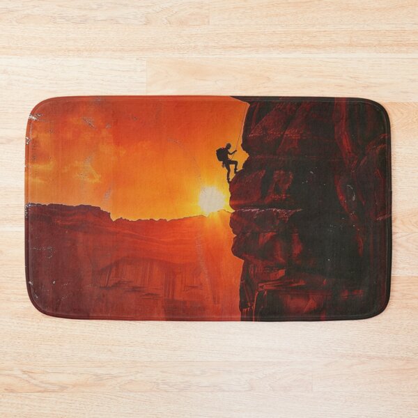 Item preview, Climber ascending rocky cliff vibrant sunset Active Outdoors Inspired Art designed and sold by CDC40.