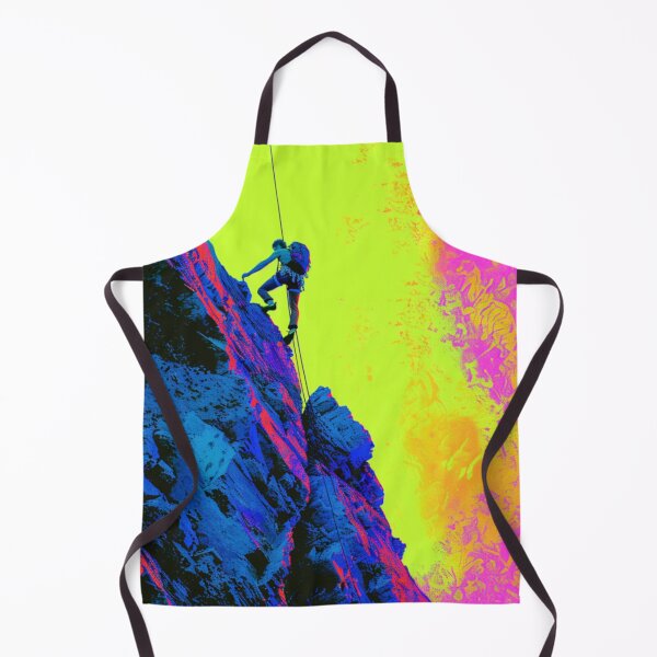 Item preview, Climber scaling ascending rocky cliff neon colour palette Active Outdoors Inspired Art designed and sold by CDC40.