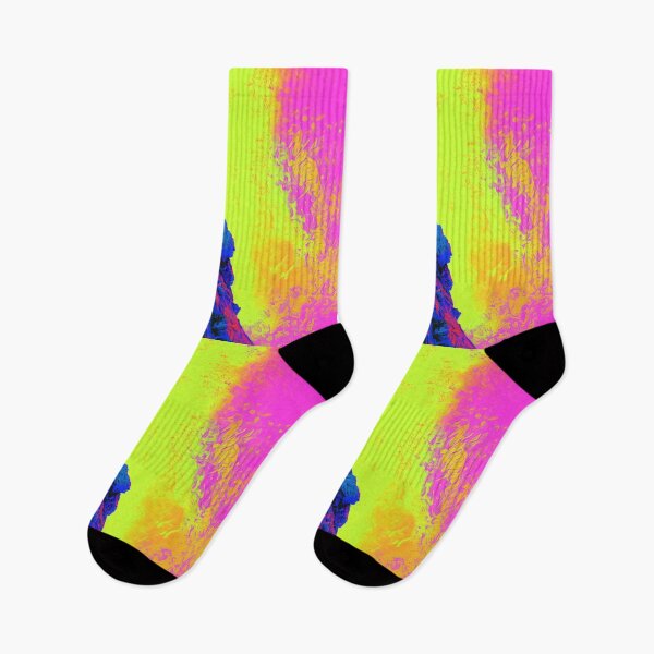 Item preview, Climber scaling ascending rocky cliff neon colour palette Active Outdoors Inspired Art designed and sold by CDC40.
