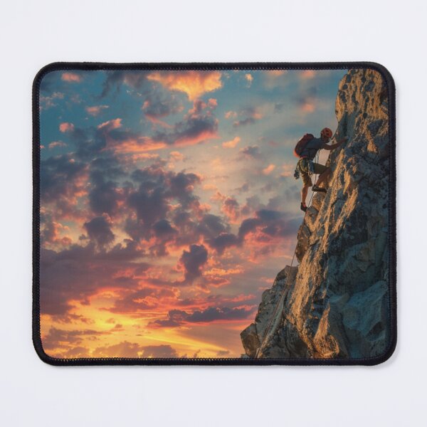 Item preview, Climber ascending rocky cliff vibrant sunset Active Outdoors Inspired Art designed and sold by CDC40.