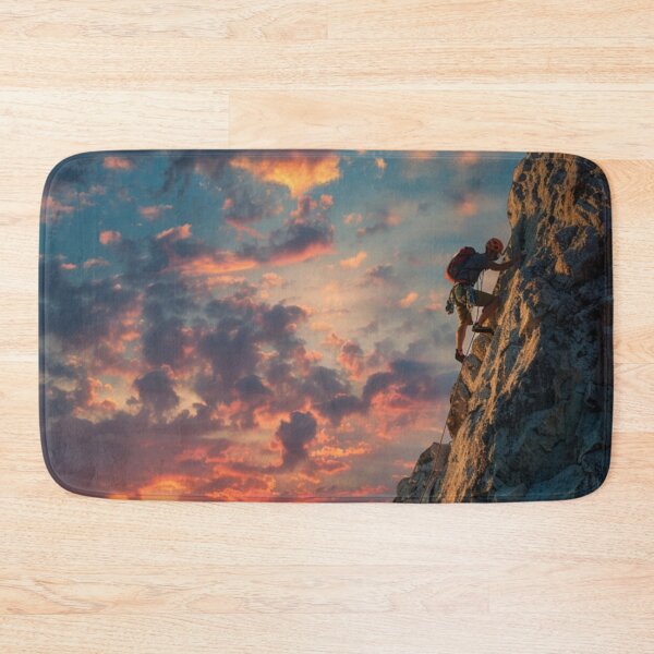 Item preview, Climber ascending rocky cliff vibrant sunset Active Outdoors Inspired Art designed and sold by CDC40.