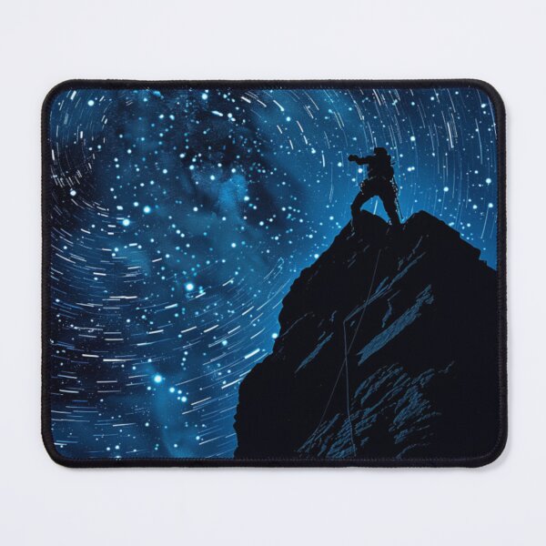 Item preview, Climber reaching summit against starry night sky Active Outdoors Inspired Art designed and sold by CDC40.