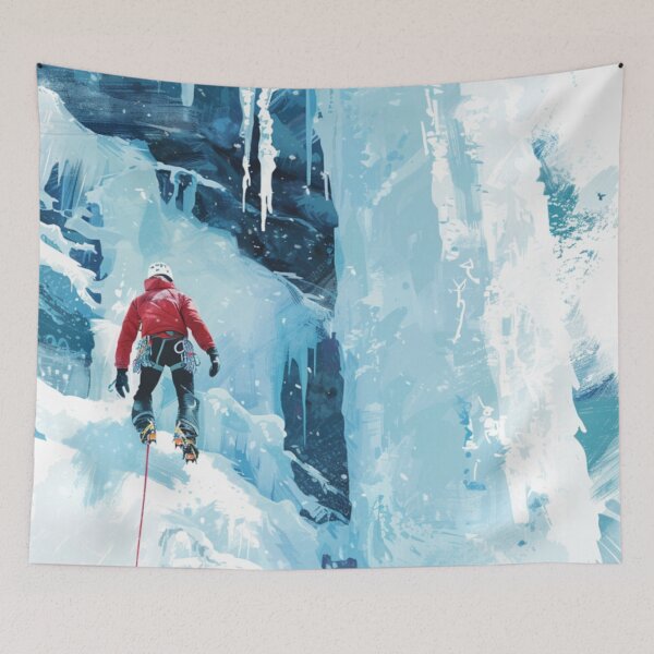 Item preview, Climber ascending frozen waterfall icy accent Active Outdoors Inspired Art designed and sold by CDC40.