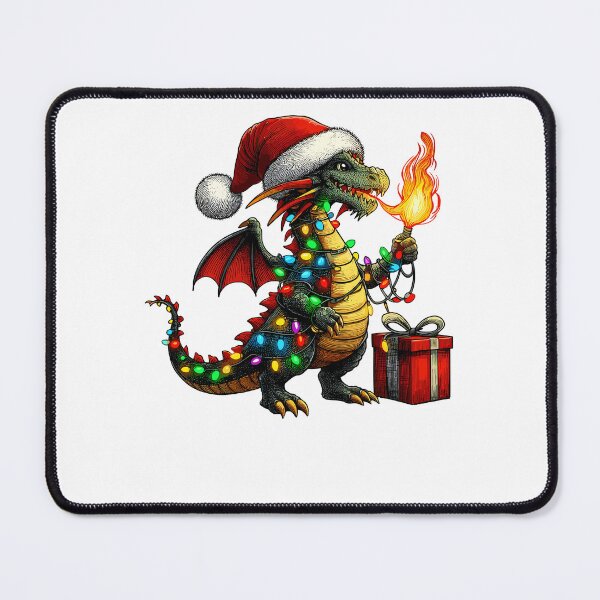 Item preview, Dragon Wearing Santa Hat, Holding A Present Box Xmas designed and sold by Artistoos.
