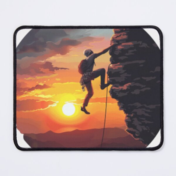Item preview, Climber ascending rocky cliff vibrant sunset Active Outdoors Inspired Art designed and sold by CDC40.