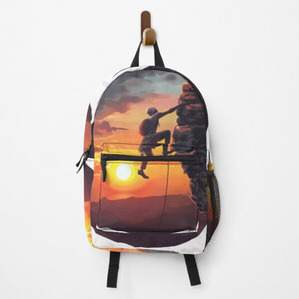 Item preview, Climber ascending rocky cliff vibrant sunset Active Outdoors Inspired Art designed and sold by CDC40.