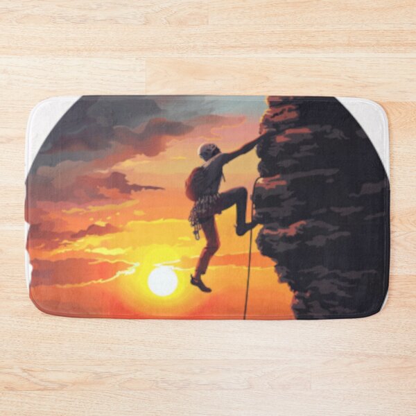 Item preview, Climber ascending rocky cliff vibrant sunset Active Outdoors Inspired Art designed and sold by CDC40.