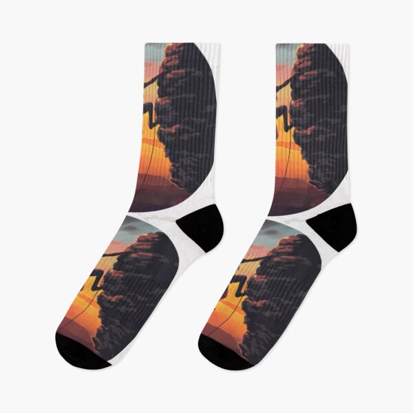 Item preview, Climber ascending rocky cliff vibrant sunset Active Outdoors Inspired Art designed and sold by CDC40.