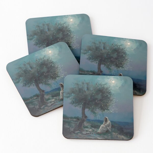 Item preview, Jesus Under Olive Tree in Moonlight designed and sold by LivingArtClips.