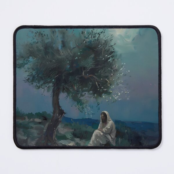 Item preview, Jesus Under Olive Tree in Moonlight designed and sold by LivingArtClips.