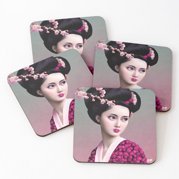 Item preview, Pink Cherry Geisha with blossoms designed and sold by Britta Glodde.