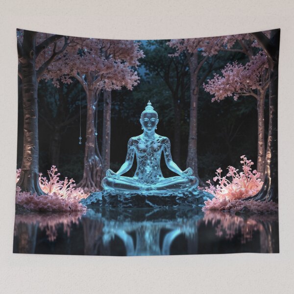 Aperçu de l'œuvre Sculpture en verre de Bouddha méditant créée et vendue par leftylee.
