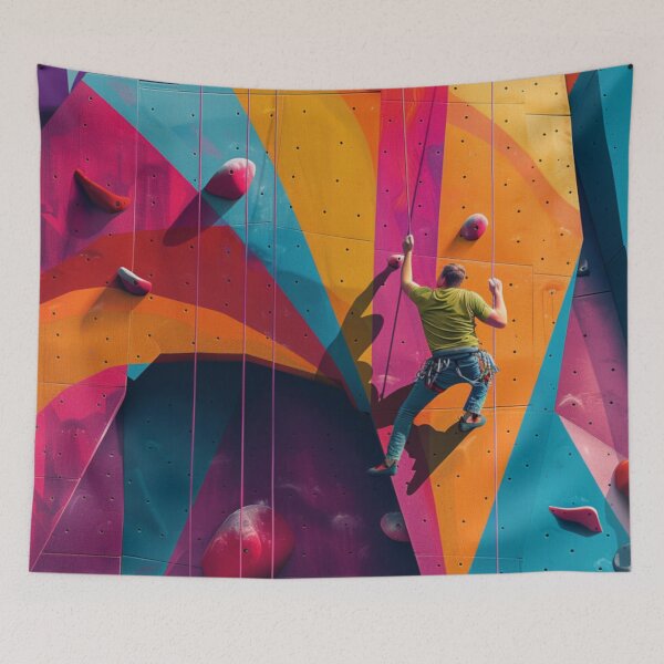 Item preview, Climber tackling challenging route abstract shapes Active Outdoors Inspired Art designed and sold by CDC40.