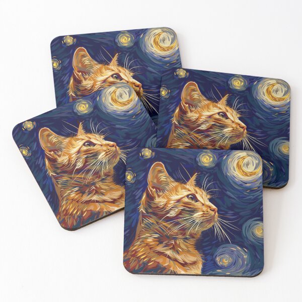 Item preview,  Red cat illustration drawn in the style of Van Gogh. designed and sold by Svetlanhcik.