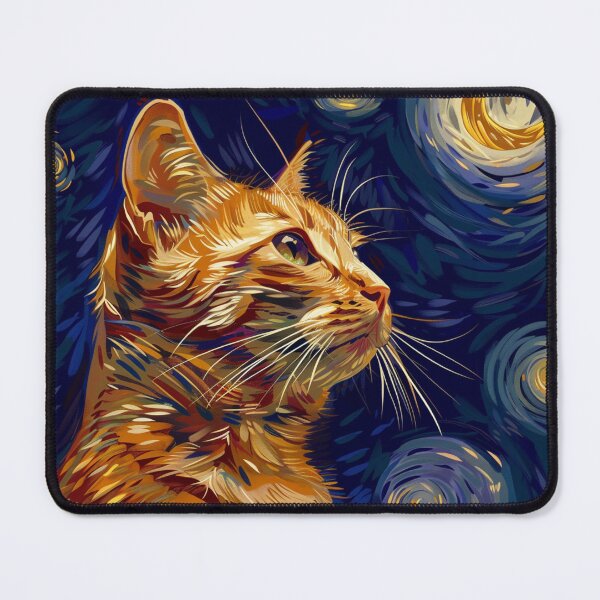 Item preview, Red cat illustration drawn in the style of Van Gogh. designed and sold by Svetlanhcik.