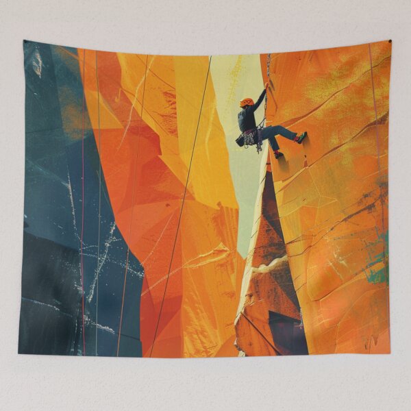 Item preview, Climber tackling challenging route abstract shapes Active Outdoors Inspired Art designed and sold by CDC40.