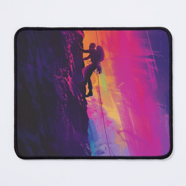 Item preview, Climber scaling ascending rocky cliff neon colour palette Active Outdoors Inspired Art designed and sold by CDC40.