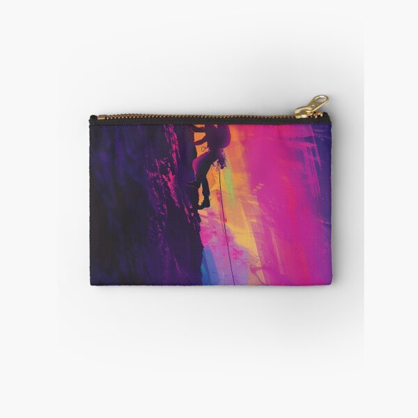 Item preview, Climber scaling ascending rocky cliff neon colour palette Active Outdoors Inspired Art designed and sold by CDC40.