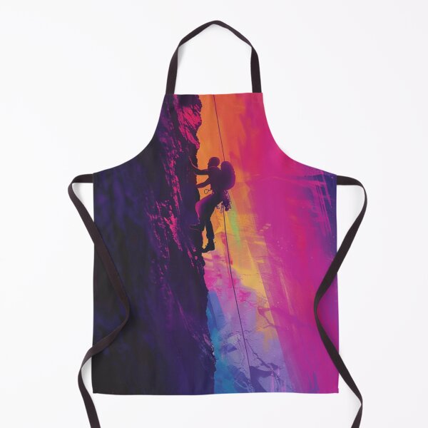 Item preview, Climber scaling ascending rocky cliff neon colour palette Active Outdoors Inspired Art designed and sold by CDC40.