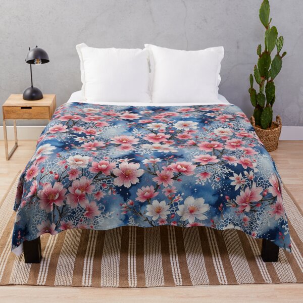 Item preview, Pink field flower flowers tapestry Blue wildflowers  designed and sold by Coolparrotgirl.