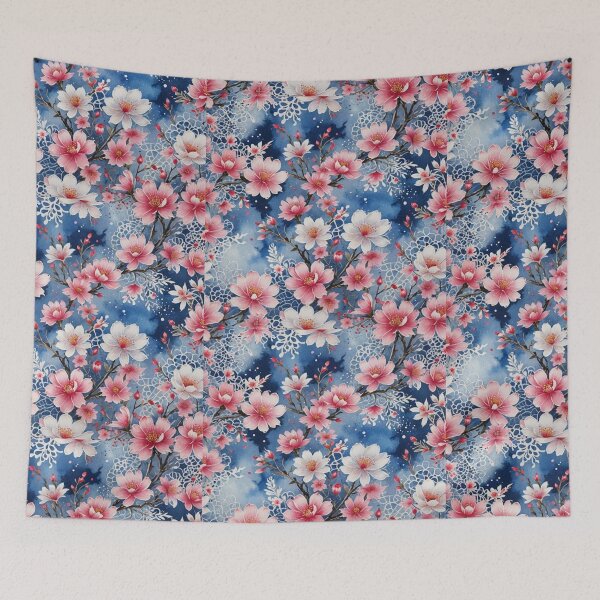 Item preview, Pink field flower flowers tapestry Blue wildflowers  designed and sold by Coolparrotgirl.