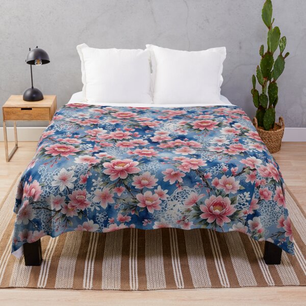 Item preview, Pink field flower flowers tapestry Blue wildflowers  designed and sold by Coolparrotgirl.