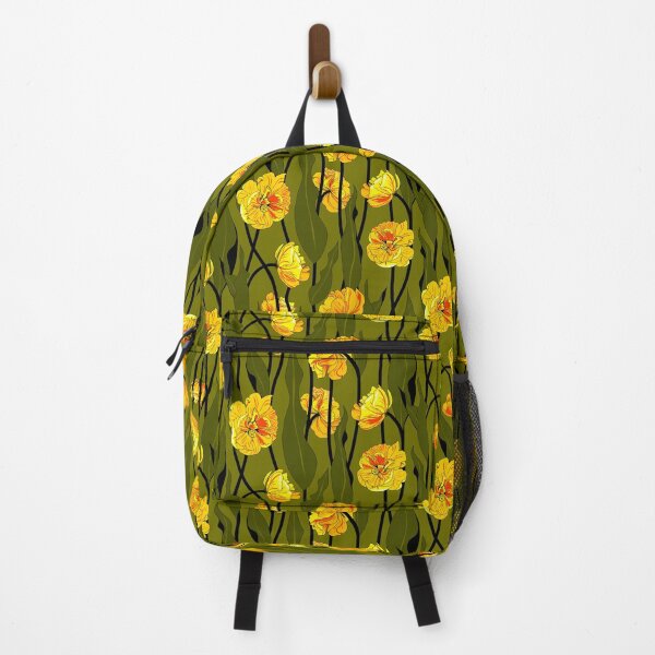 Item preview, double tulip vines - orange on olive green foliage designed and sold by kobyakov.