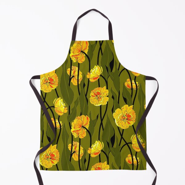 Item preview, double tulip vines - orange on olive green foliage designed and sold by kobyakov.