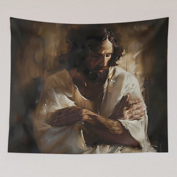 Item preview, Embracing Jesus in Thick Oil Style designed and sold by LivingArtClips.