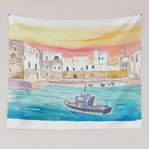Item preview, Monopoli Bari Medieval Town view of Old Port designed and sold by artshop77.