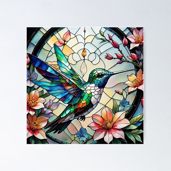 Stained good glass Magnificent hummingbird