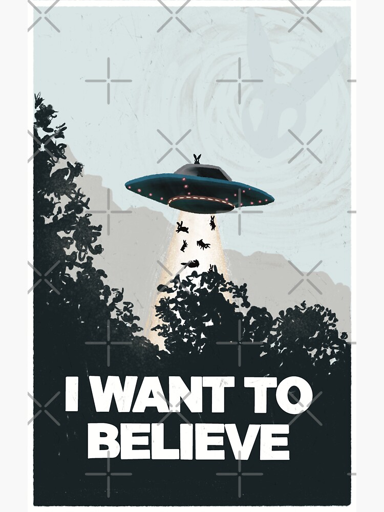 Thumbnail 3 of 3, Sticker, Alien Bunny Rabbit UFO designed and sold by tinaschofield.