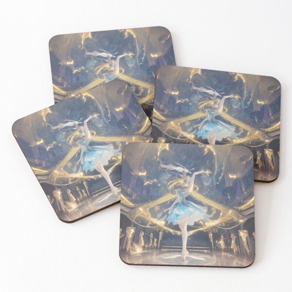 Item preview, Dancer in a light blue dress surrounded by golden sparkles designed and sold by Magic3D.