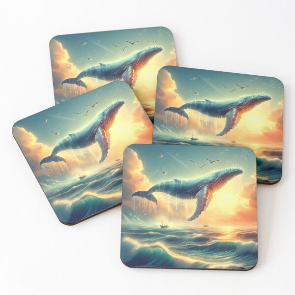 Item preview, Whale dancing above the clouds. designed and sold by MyHappyArtShop.
