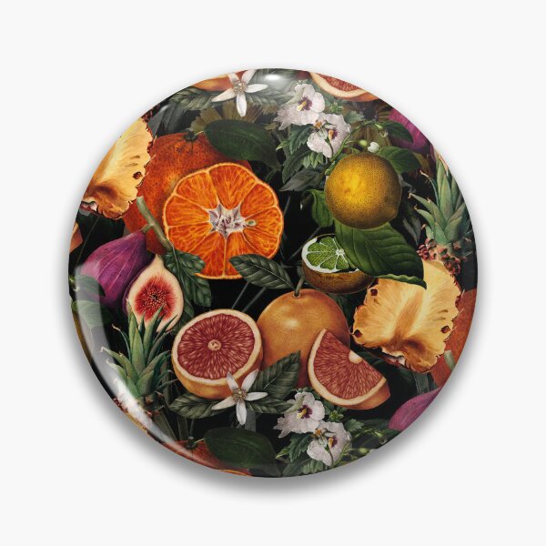 Item preview, Trendy blooming citrus pineapples fruits pattern, orange botanical illustration, black orange floral illustration    designed and sold by ZeinabTaha.