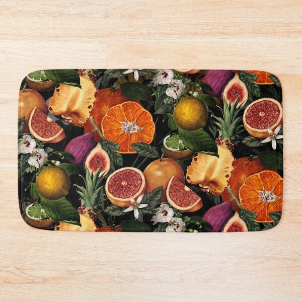 Item preview, Trendy blooming citrus pineapples fruits pattern, orange botanical illustration, black orange floral illustration    designed and sold by ZeinabTaha.