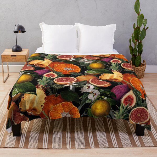 Item preview, Trendy blooming citrus pineapples fruits pattern, orange botanical illustration, black orange floral illustration    designed and sold by ZeinabTaha.