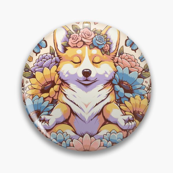 Item preview, Meditating Corgi in flowers, EMBRACING MY INNER DOGTROVERT designed and sold by MeringueMango.