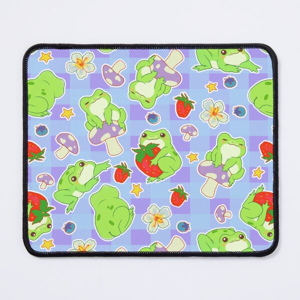 Item preview, Kawaii Froggy Mushroom Picnic on Perwinkle designed and sold by Cass Noel Studio.