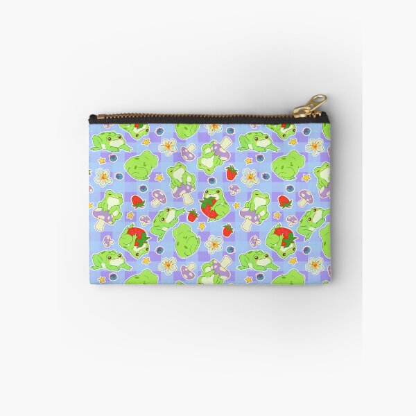 Item preview, Kawaii Froggy Mushroom Picnic on Perwinkle designed and sold by Cass Noel Studio.