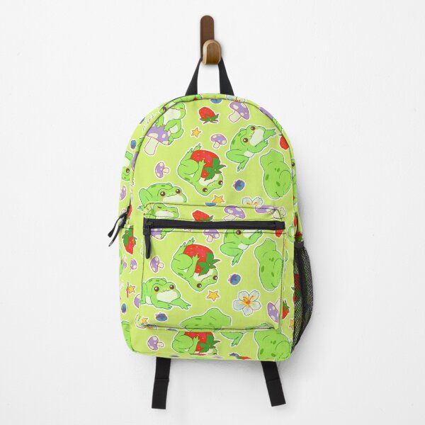 Item preview, Kawaii Froggy Mushroom Picnic on Apple Green designed and sold by Cass Noel Studio.